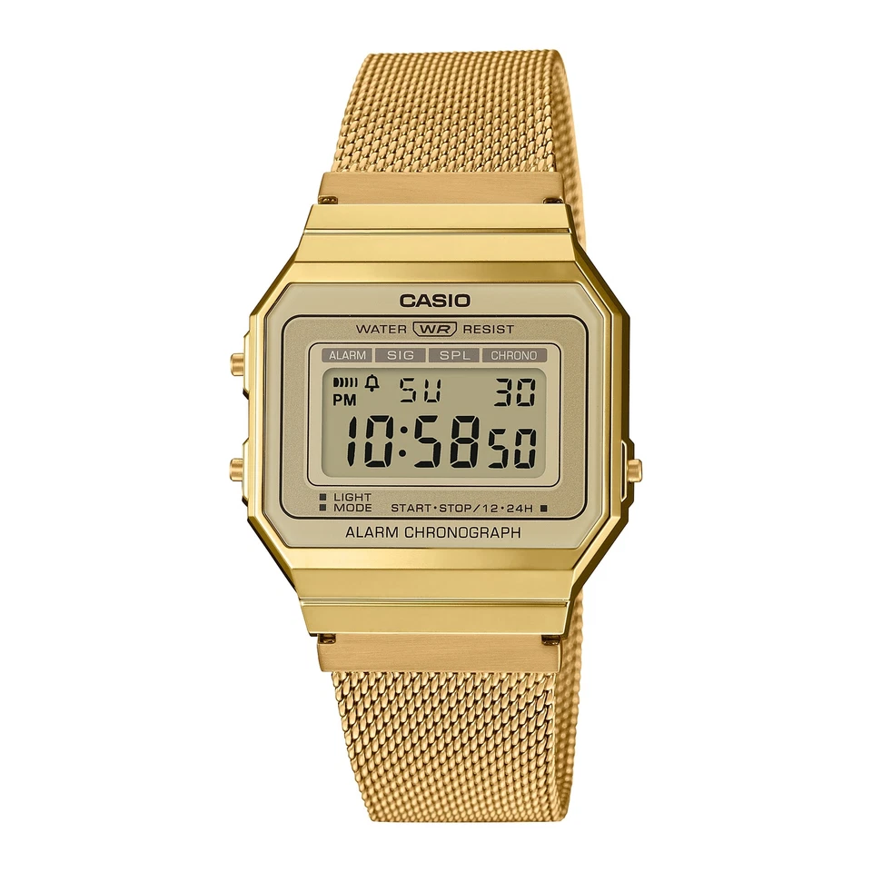 Unisex Uhr CASIO A-700WEMG-9AEF Edelstahl Mesh VINTAGE Golden - Bild 1 von 1