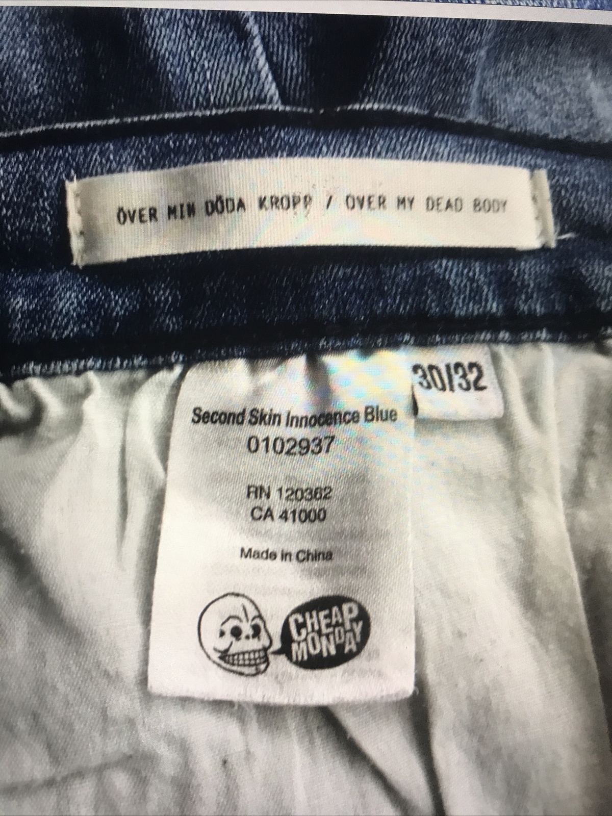 Cheap Monday Jeans Womens Size 30x32 Light Blue Distressed image 4