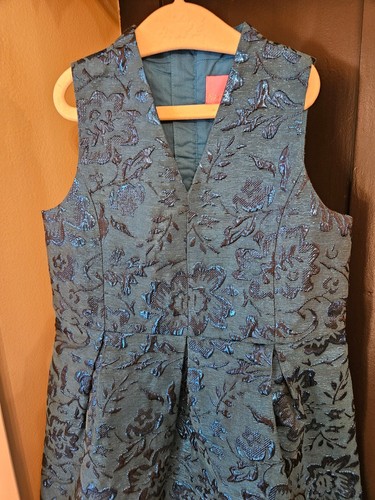 LILLY PULITZER Girl’s MINI TANLEE Dress Size 6 TEAL Bay Blooming BROCADE NWT - Picture 3 of 9
