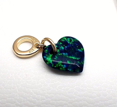 Authentic Pandora #763348C01 Opalescent Green Heart Dangle Charm