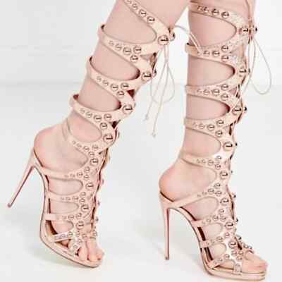 CHRISTIAN LOUBOUTIN Amazoutiful 120 Metallic Rose Gold Sandals (38.5)