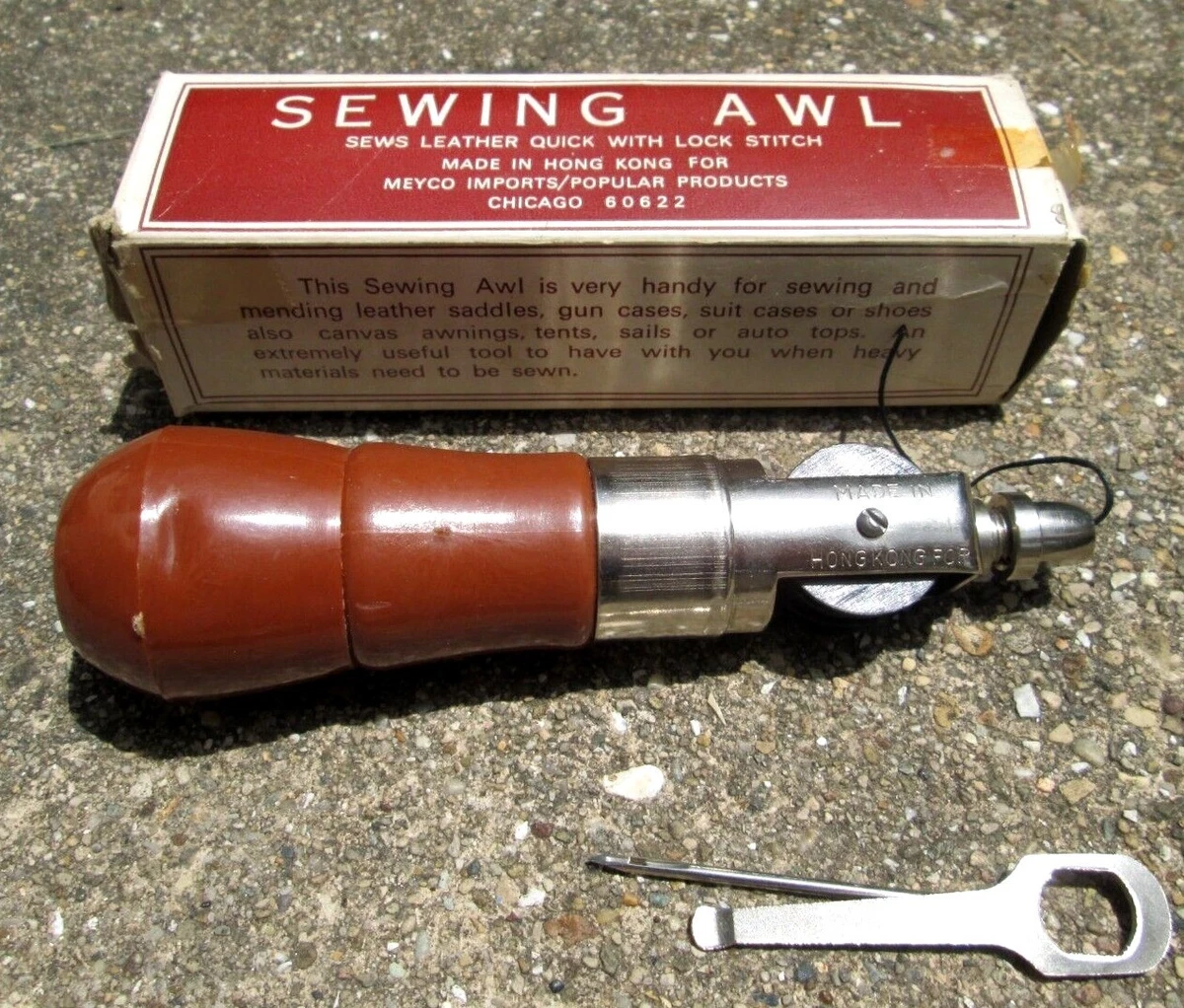 VTG Richards Famous Lock Stitch SEWING AWL Made In Hong Kong Instructions Box