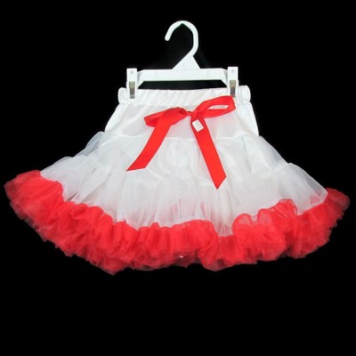 Halo Heaven White and Red Tulle Tutu Skirt Dance Ballet Small 2T New