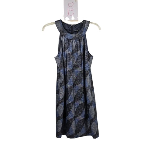 Elie Tahari Sz 8 Black/Silver/Blue Polyester Blend Wave Pattern dress NWOT 24d - Picture 8 of 9