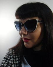 Butterfly Retro Pinup Sunglasses Two Tone Black White Original