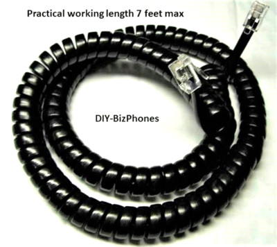 Partner Phone Handset Cord 6D 18D Series 1 or 2 Avaya Receiver Curly Black 12Ft