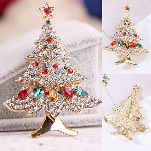 Fashion Christmas Tree Rhinestone Brooch Pin Corsage Xmas Women Jewelry ALL-NEW - Picture 2 of 5