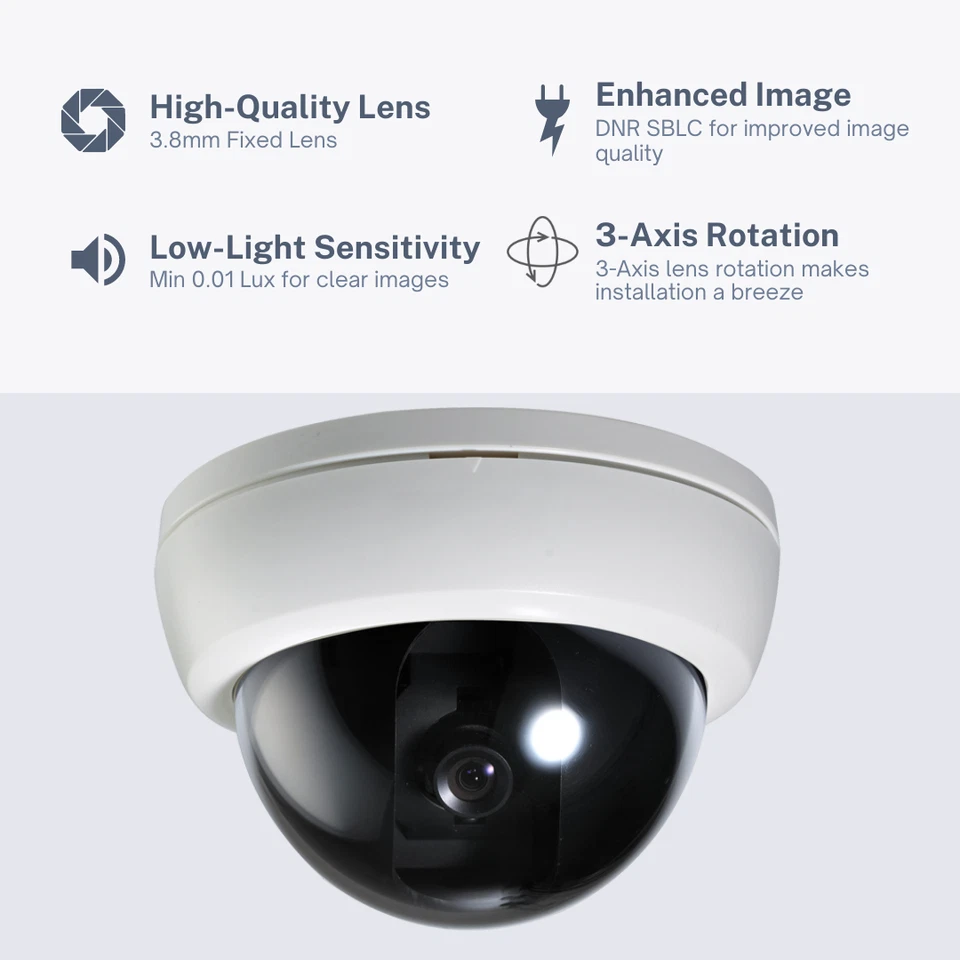 Analog Mini Dome Security Camera Indoor 600 TVL Fixed Lens 3 Axis - CNB D152-0S - Image 2 of 4