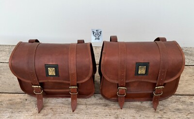 Motorcycle Leather 2 Side Pouch Bags Panniers  1 Pair Saddlebags