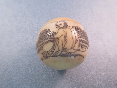 Camel Bone Handcrafted Mahayana Buddhism Majestic Lohan Arhat Art & Poetry Bead