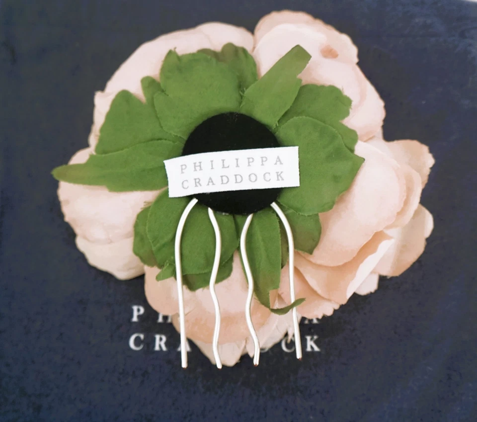 PHILLIPA CRADDOCK Large Faux Floral Hair Pin in Rose Silk - Image 3 of 3