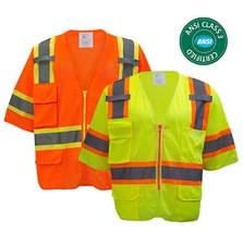 Class 3  Hi-Vis Two Tones  Safety Reflective Safety Vest Short Sleeve-MV7811/12