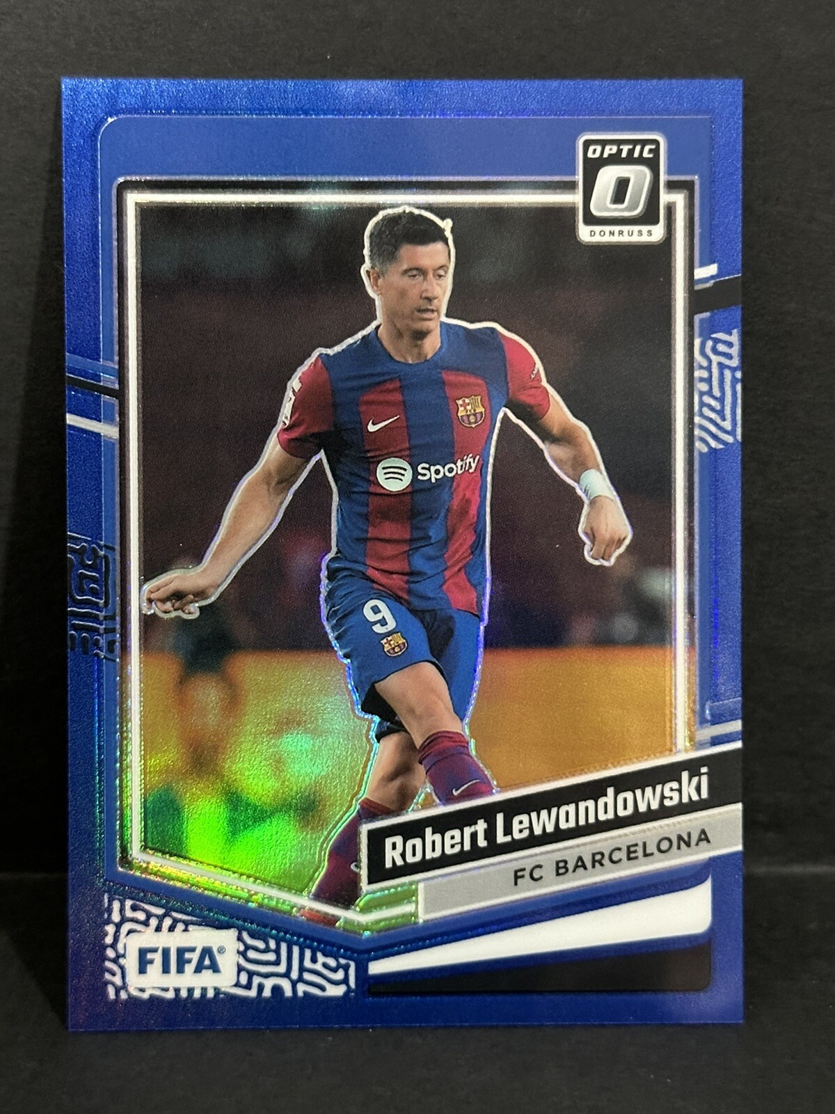 2023-24 Panini Donruss FIFA Barcelona Robert Lewandowski Optic Blue #99/99