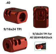 9/16x24 9/16-24 TPI Fits Glock S W 40 .40 Muzzle Brake Compensator Al Red