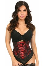 Lavish Red Lace-Up Under Bust Corset w/Black Lace