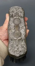 Antique Gorham Sterling Silver Repoussé Clothes Brush Grooming Natural Patina