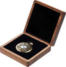 Walnut Wood Pocket Watch Box Portable Single Display 