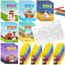Gilprop 420pcs Mini Christian Coloring Books with Crayons for Kids,Bible 420
