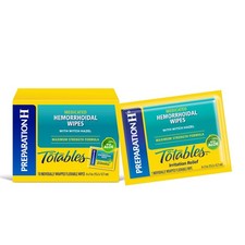 Totables Hemorrhoid Flushable Wipes with Witch Hazel for Skin Irritation Reli...