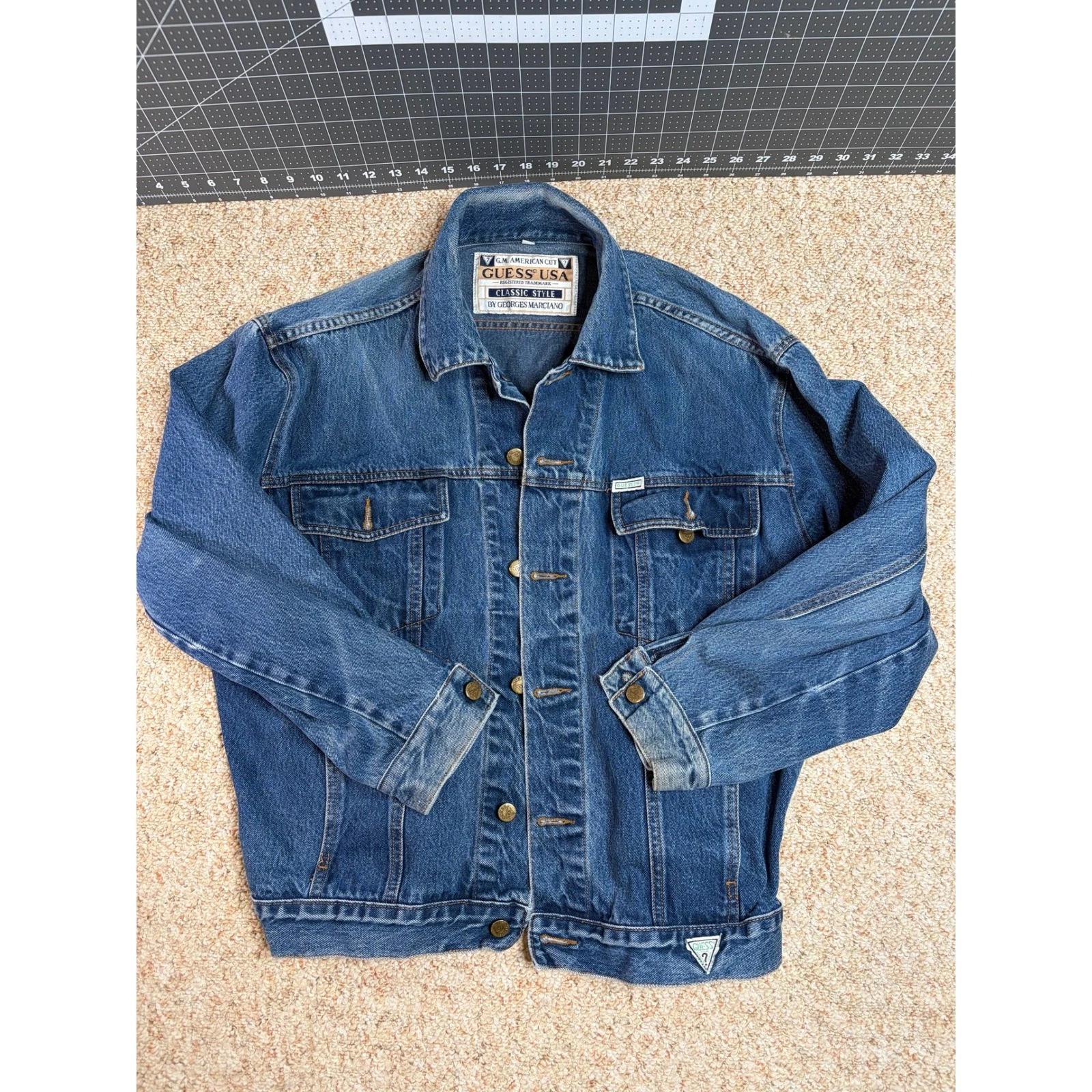 Vintage Guess USA Denim Jacket Georges Marciano Blue Jean Trucker Mens Large L