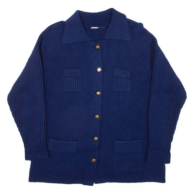 Damen Strickjacke Blau Zopfmuster M
