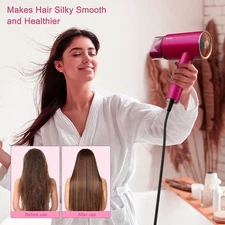 Water Ionic Hair Dryer, 1800W Blow Dryer With Magnetic Nozzle 2 Speed And 3 Heat