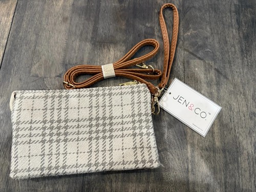 Neu mit Etikett!!! Jen & Co Riley Umhängetasche/Handgelenktasche veganes Leder kariert