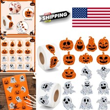 Halloween Pumpkin Ghost Stickers 1000Pcs Holographic Vinyl for Kids Decor