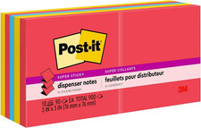 Post-It Super Sticky Pop-Up Notes, 3X3 In, 10 Pads, 2X the Sticking Power, Playf