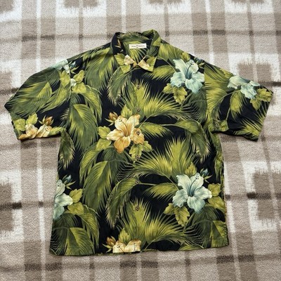 Tommy Bahama Rum Shirt Mens XL Hawaiian Silk Floral Beach Hibiscus Tropical Camp