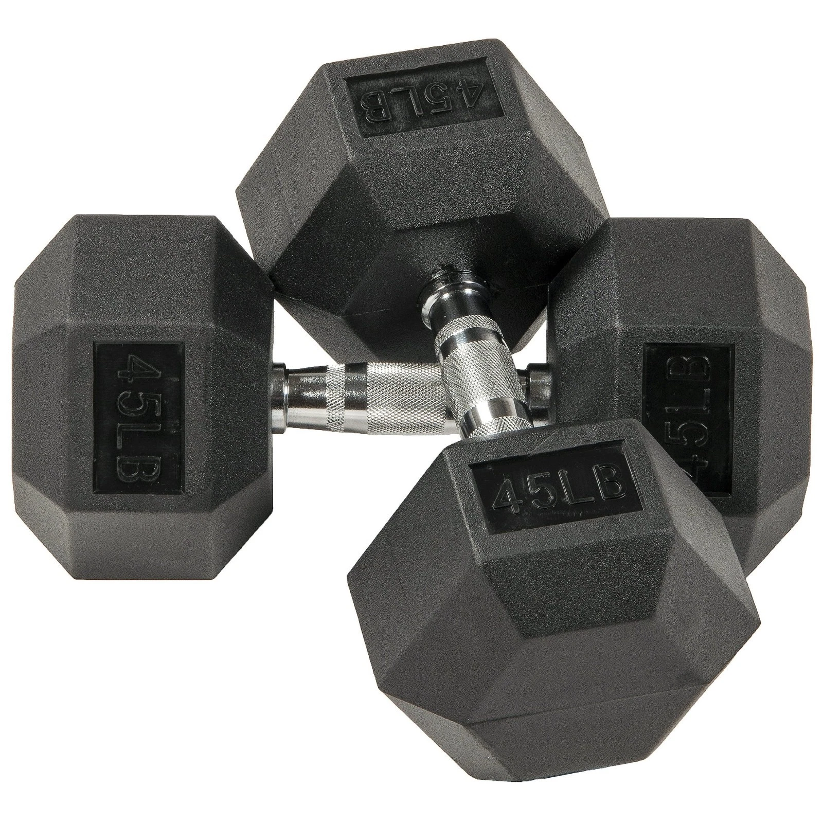 BalanceFrom Rubber Encased Hex Dumbbells, 20-45 lbs Pair, Black