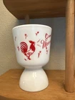 Vtg Hazel Atlas Indiana Milk Glass Egg Cup Good Morning Rooster 4” Tall