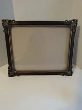 Vtg Ornate Black  Gold Toned Picture Frame Baroque Rococo Style Wall Hanging