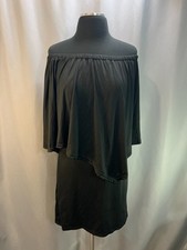 Diya Collection Off The Shoulder Mini Dress Womens L Black Asymmetrical Overlay