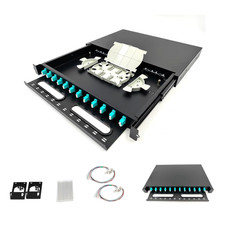 1 Pack 12 Duplex 24 Port LC Multimode OM3 Fiber Optic Rack Mount Enclosure Box w