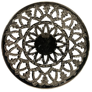 FB Rogers Silver Company 6 inch TRIVET Plate With Glass Metal Hot Plate