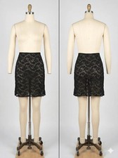 Vintage 60  s Black Lace Half Slip Made In Hollywood USA Size M