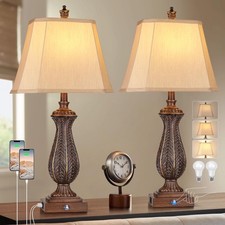 3-Way Dimmable Table Lamps for Bedrooms Set of 2, 30" H Touch 30"H, Brown