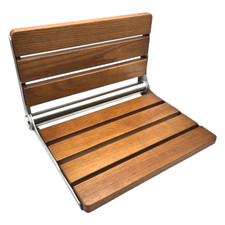 15" Foldable Teak Shower Seat Wall Mount 350lb Bench Chair Bathroom Safety