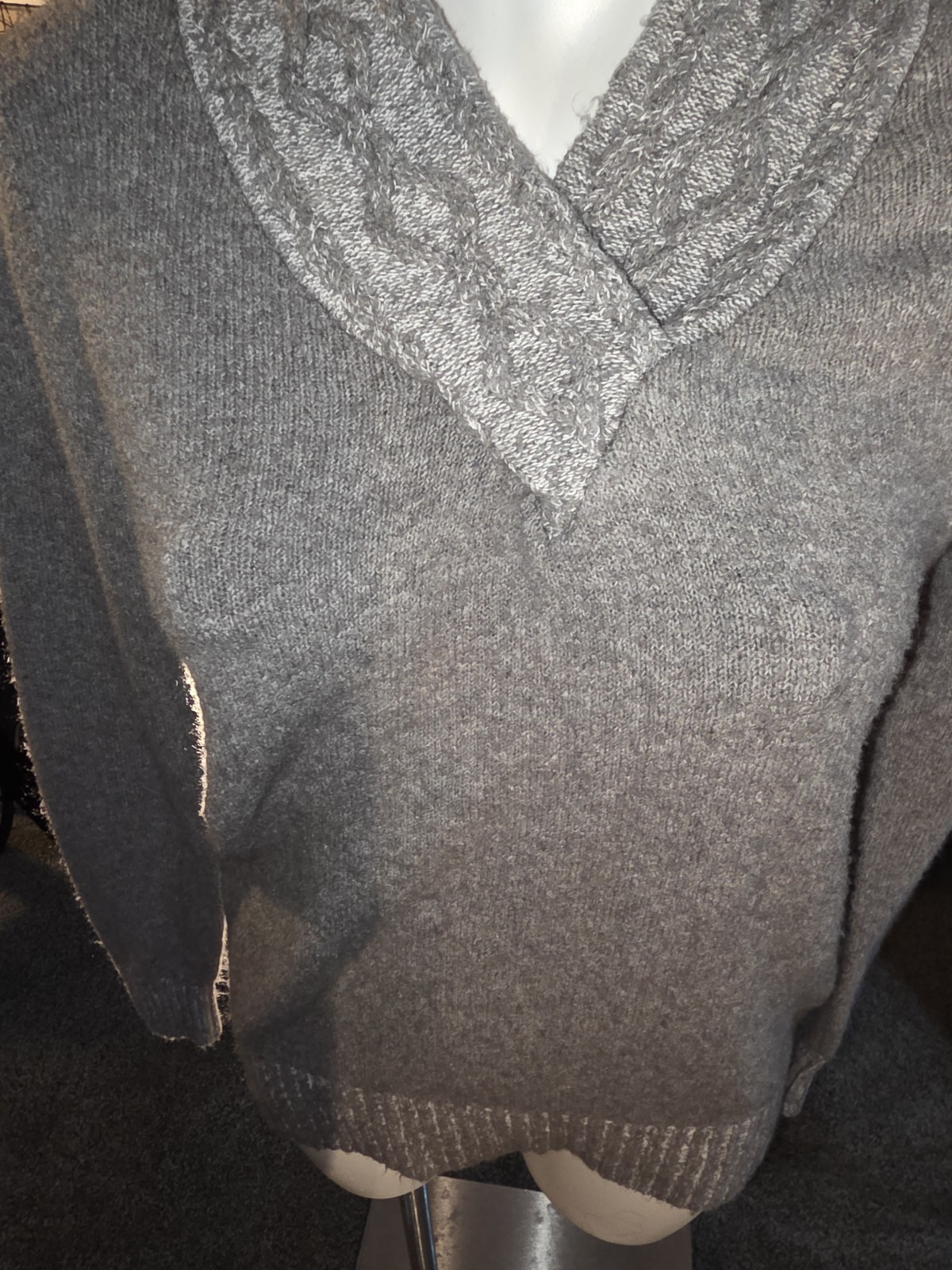 Style&Co. Solid Dark Gray Collared Long Sleeve Pu… - image 4