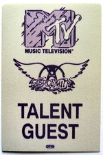 *** AEROSMITH *** - MTV - UNPLUGGED - SATIN BACKSTAGE PASS - 1990 - TALENT GUEST