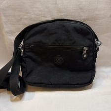 Bolso Bandolera Kipling Keefe Negro Ligero Nylon Bolsillos Bolso de Viaje