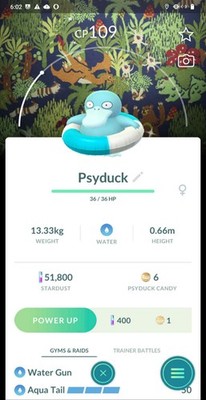 Pokémon Go - Shiny Psyduck with Swim ring - Special Background - TRADE