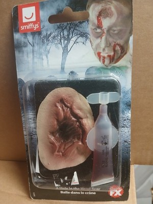 Prothese Einschussloch blutiger Gesichtsschnitt Halloween Make-up Cosplay Gesicht Wunde Latex