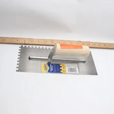 QEP Traditional Square-Notch Flooring Trowell Carbon Steel with Wood Handle