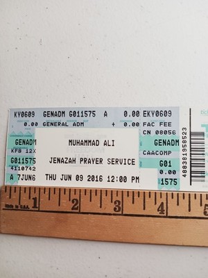 5-9-16 Muhammad Ali Funeral Jenazah Prayer Service Ticket Louisville KY 