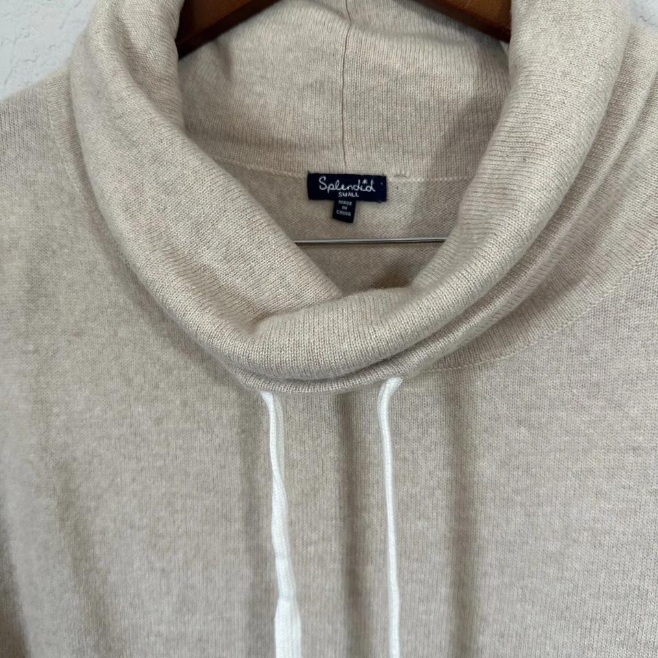 ESPLÉNDIDO 100% Cachemira Cuello Embudo Mujer’s Marfil Suéter con Bolsillos Talla Pequeña Foto 2 de 4