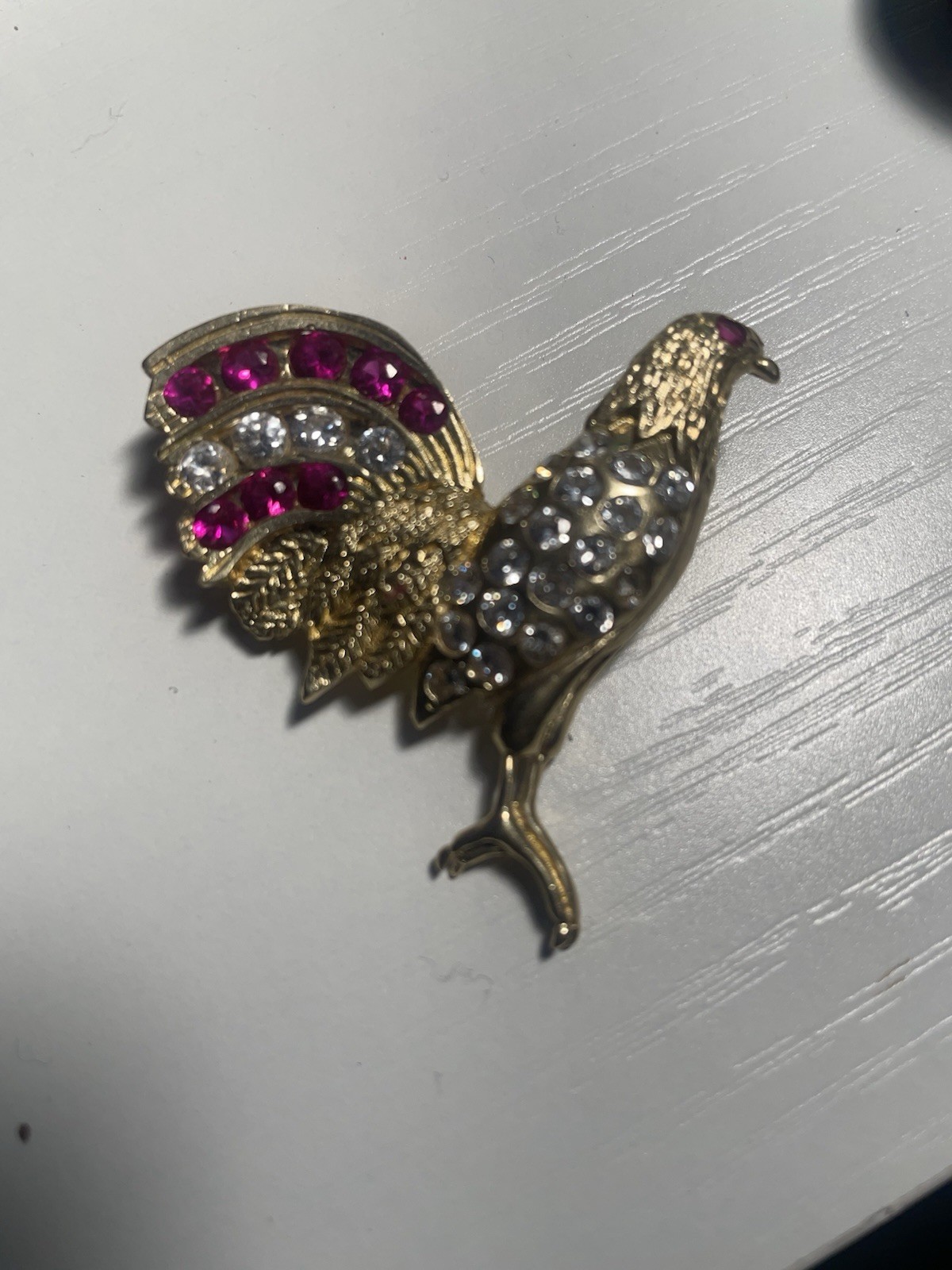 Ruby Lab Created Rooster Pendant Gold Plated - image 1