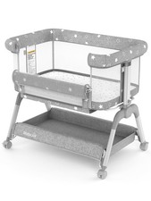 Bassinet Bedside Sleeper, Baby Crib with Mattress and Adjustable Height  Upg...