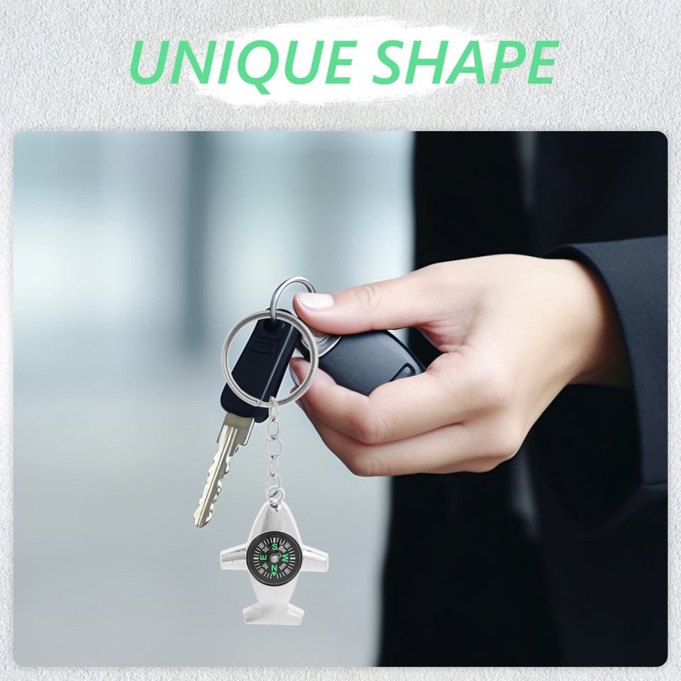 2Pcs Reusable Mini Compass Keychain with Airplane Design for Backpack ...